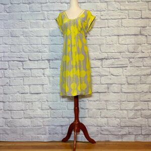 Mint Gray & Chartreuse Silk Abstract Print Mini Dress